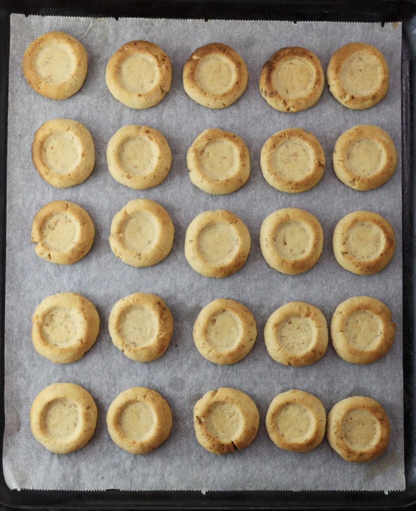 Freshly baked cookies coming out of the oven